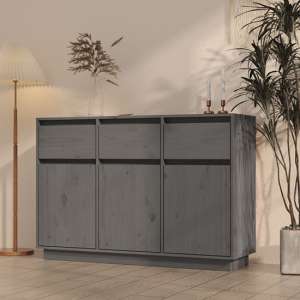 Griet Pine Wood Sideboard With 3 Doors 3 Drawers In Grey
