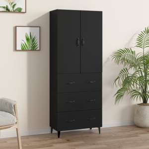 Grina Wooden Highboard With 2 Doors 3 Drawers In Black
