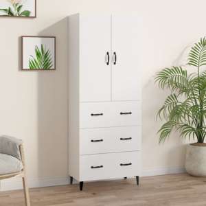 Grina Wooden Highboard With 2 Doors 3 Drawers In White