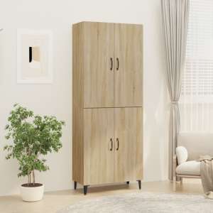 Grina Wooden Highboard With 4 Doors In Sonoma Oak