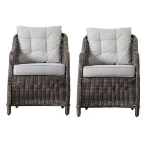 Grove Outdoor Grey Weave Rattan Dining Chairs In Pair