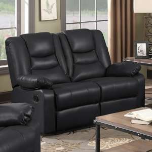 Kaipo LeatherGel And PU Recliner 2 Seater Sofa In Black