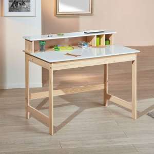 Gudjam FSC Wooden Childrens Writing Desk In Milkyskin White