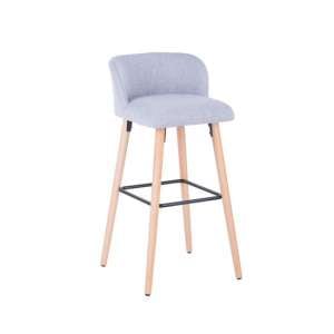 Codicote Fabric Bar Stool In Grey With Wooden Legs