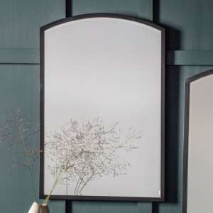 Haggen Small Arch Bedroom Mirror In Black Frame