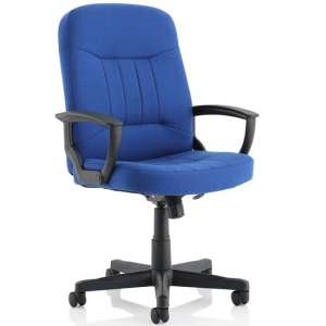 Hague Fabric Office Chair In Royal Blue With Fixed Arms