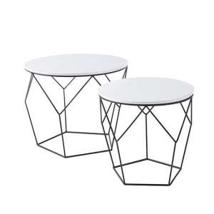 Haiti Wooden Pair Of Coffee Tables In Matt White