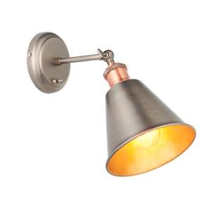 Hal Adjustable Head Wall Light In Aged Pewter And Aged Copper