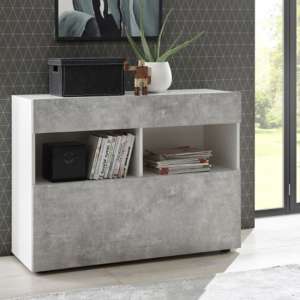 Halcyon Wooden Sideboard In White High Gloss And Cement Effect