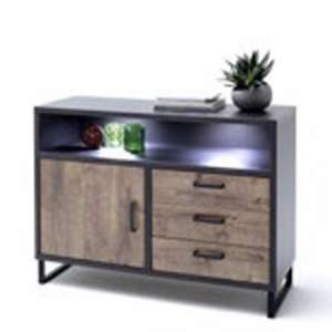 Halifax LED Wide Wooden Chest Of Drawers In Barrique Oak