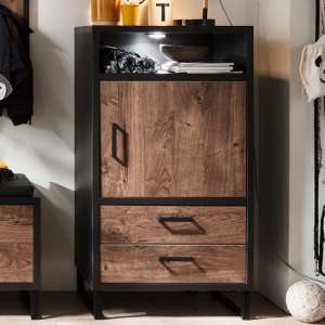 Halifax LED Wooden Chest Of Drawers In Barrique Oak