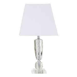Halipa White Fabric Shade Table Lamp With Crystal Base