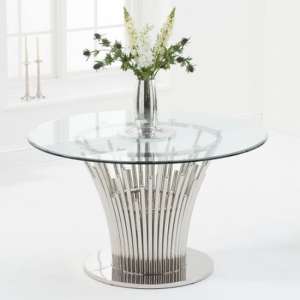Halkyn Round Clear Glass Dining Table With Chrome Base