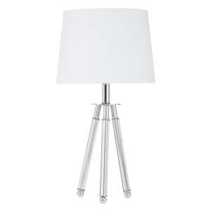 Haloca White Fabric Shade Table Lamp With Chrome Tripod Base