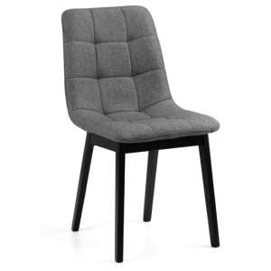 Halver Linen Fabric Dining Chair In Grey