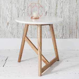 Hamartia Round Wooden Side Table In White