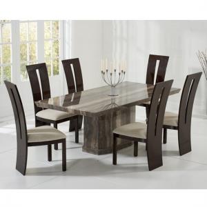 Hamlet 200cm Marble Dining Table In Brown With 6 Ophelia Chairs