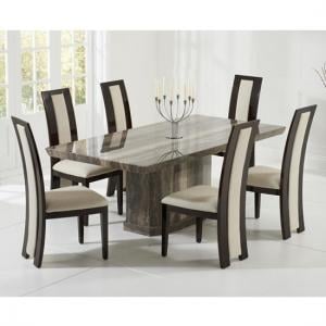 Hamlet 200cm Marble Dining Table In Brown With 8 Allie Chairs
