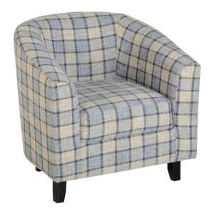 Habufa Check Fabric Tub Chair In Grey