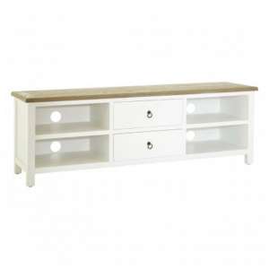 Hampro Wooden 2 Drawers 2 Shelves TV Stand In White