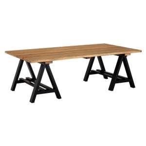 Hampro Wooden Coffee Table With Black Metal Legs In Natural