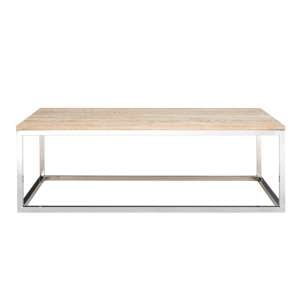 Hampro Wooden Coffee Table With Silver Frame In Natural