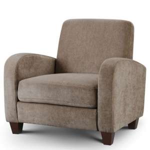 Varali Fabric Sofa Chair In Mink Chenille With Wooden Feet