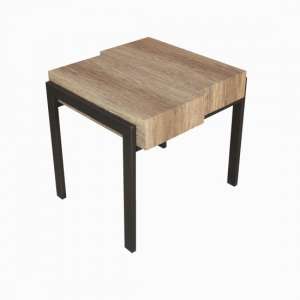 Hampton Wooden End Table In Canyon Grey With Metal Legs