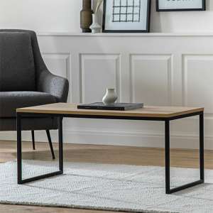 Hanley Wooden Coffee Table With Black Metal Frame In Natural