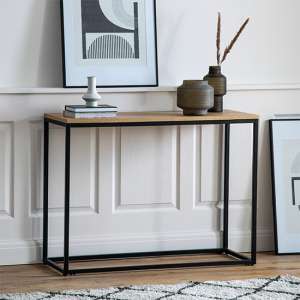 Hanley Wooden Console Table With Black Metal Frame In Natural