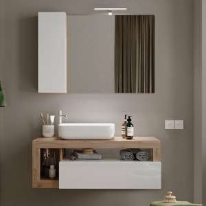 Hanmer Gloss 110cm Wall Bathroom Furniture Set In White Cadiz
