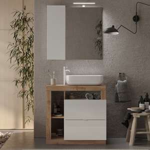 Hanmer Gloss 78cm Floor Bathroom Furniture Set In White Cadiz