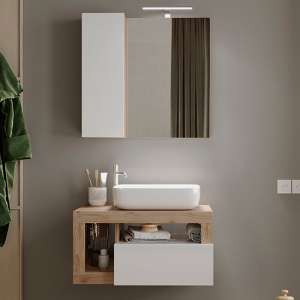 Hanmer Gloss 78cm Wall Bathroom Furniture Set In White Cadiz