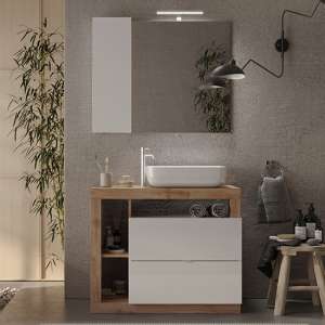Hanmer Gloss 92cm Floor Bathroom Furniture Set In White Cadiz