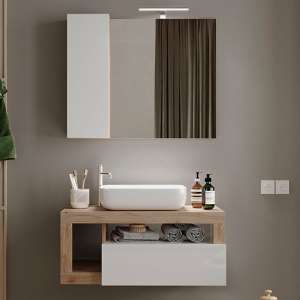Hanmer Gloss 92cm Wall Bathroom Furniture Set In White Cadiz