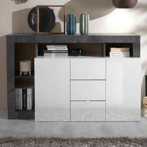 Hanmer Gloss Sideboard With 2 Doors 3 Drawers In White And Oxide