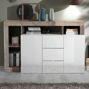 Hanmer Gloss Sideboard With 2 Doors 3 Drawers In White And Pero