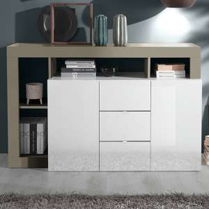 Hanmer Gloss Sideboard With 2 Doors 3 Drawers In White And Pewter