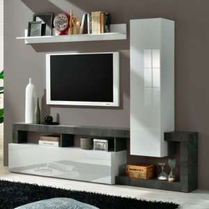 Hanmer High Gloss Entertainment Unit In White And Oxide