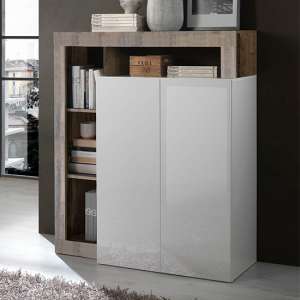 Hanmer High Gloss Highboard With 2 Doors In White And Pero