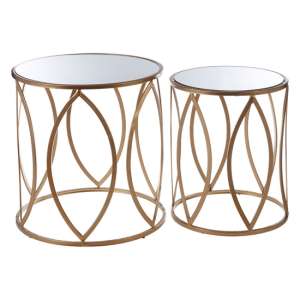 Hannah Round Glass Top Set Of 2 Side Tables With Gold Frame