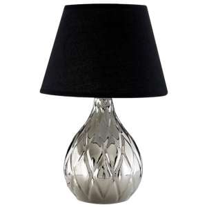 Hannata Black Fabric Shade Table Lamp With Silver Base