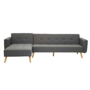 Hansa Velvet Upholstered Corner Sofa In Grey