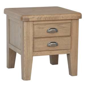 Hants Wooden 2 Drawers Lamp Table In Smoked Oak