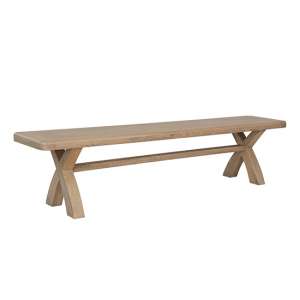 Hants Wooden Cross Legs Dining Bench In Smoked Oak