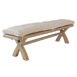 Hants Wooden Dining Bench In Smoked Oak With Natural Cushion