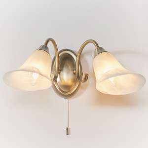 Hardwick 2 Lights Frosted Glass Wall Light In Antique Brass