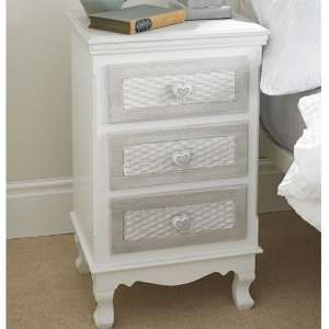 Blackrod Wooden Bedside Cabinet With 3 Drawers In White And Grey