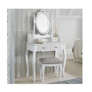 Blackrod Wooden Dressing Table Set In White And Grey