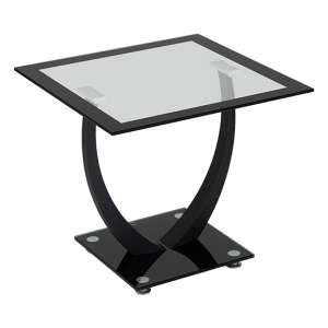 Harlech Clear Glass Lamp Table With Black Border And Base